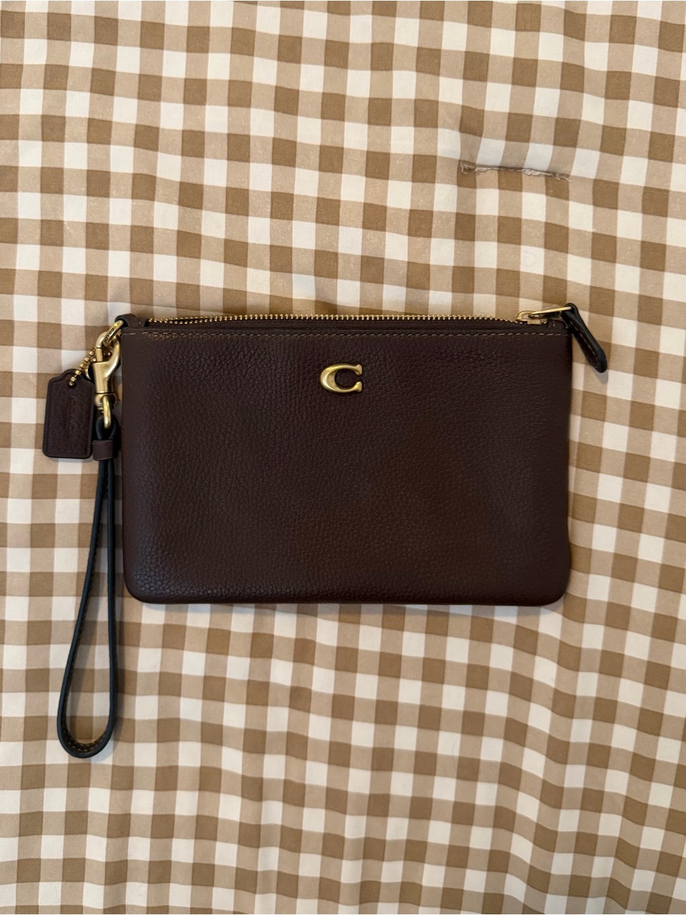 Coach Essential Small Wristlet Brass/Maple Brand New Gold Hardware